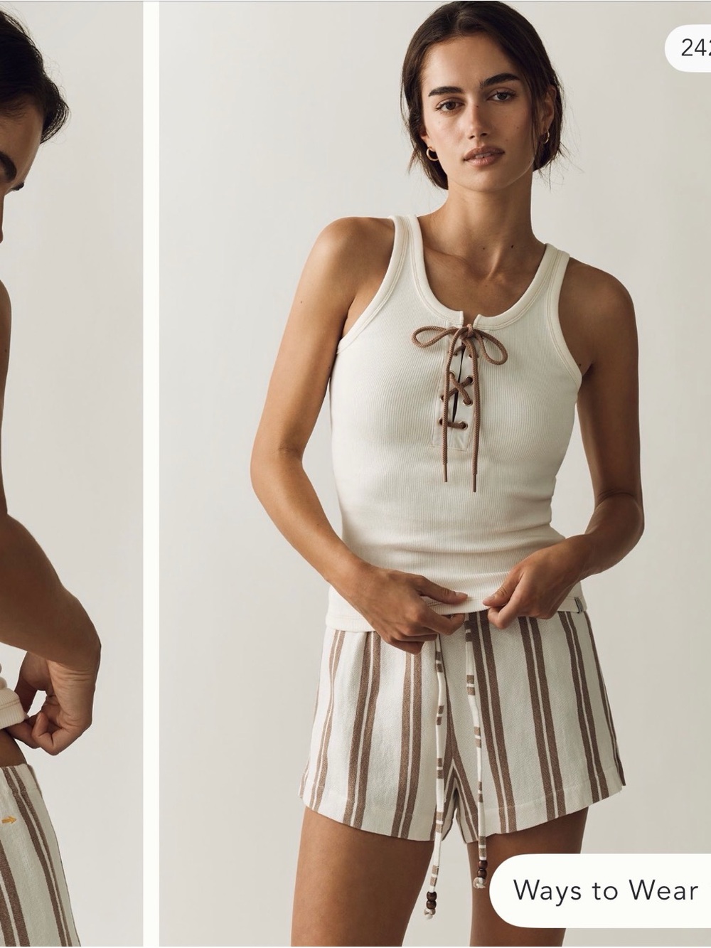 THE UPSIDE ARKANA RIB TANK IN NATURAL, SIZE SMALL